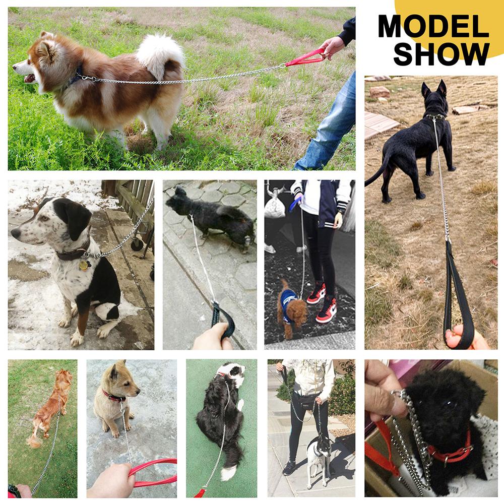 Stainless Steel Dog Leash Durable Dog Chain Leashes Pet Walking Training Lead With Padded Handle For Small Medium Large Dogs Pug