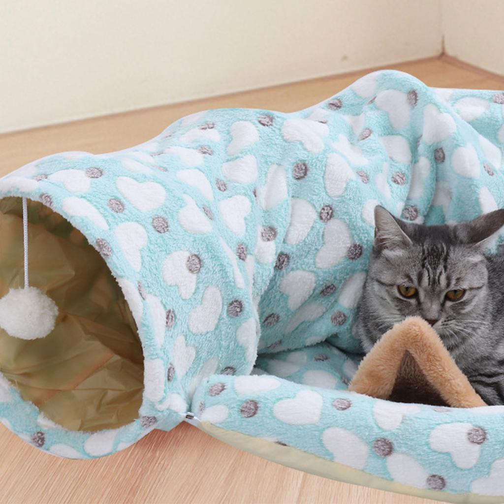 Cat Toy Tunnel Tube Tunnels Collapsible Kitten Play Tent +Bed Interactive Toy Maze- Cat House for Rabbits Small Animal