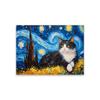Tuxedo Cat Style Van Gogh Print Home Decor Wall Art Starry Night Oil Painting Print Canvas Poster Cat Lover Gift Bedroom Decor