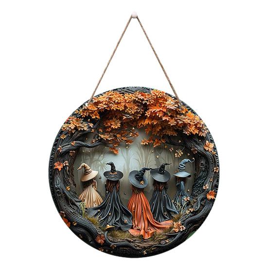 Halloween Witches Sign Gothic Witches Theme Hanging Decoration Forest Witches Sign for Doors Walls Windows Home Party Decor