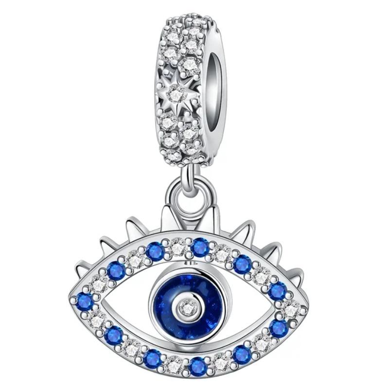 Original Copper Blue Evil Eyes Charms Ring Earrings Bead Palm Pendants Fit Bracelet Necklace Jewelry Gift