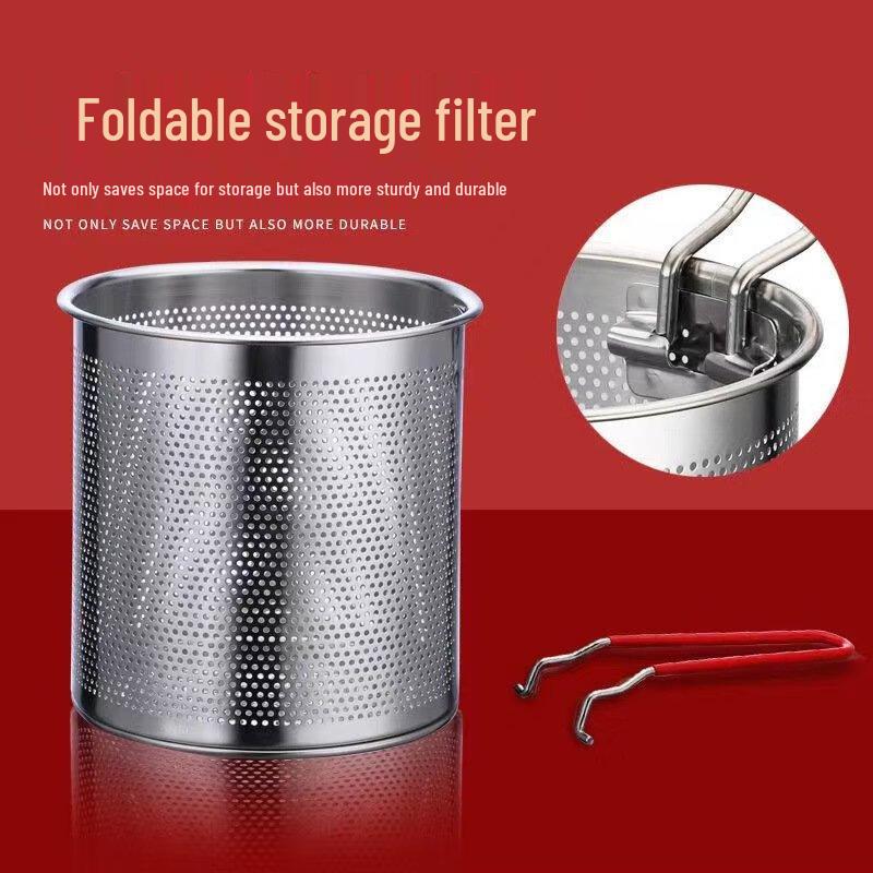 Wutuo Mini Stainless Steel Deep Fryer with Red Handle Basket - Two-Pack
