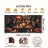 Halloween party banner - Ghost Witch and Skeleton Gathering Decorations including witch hat and pumpkin patterns.PMJ