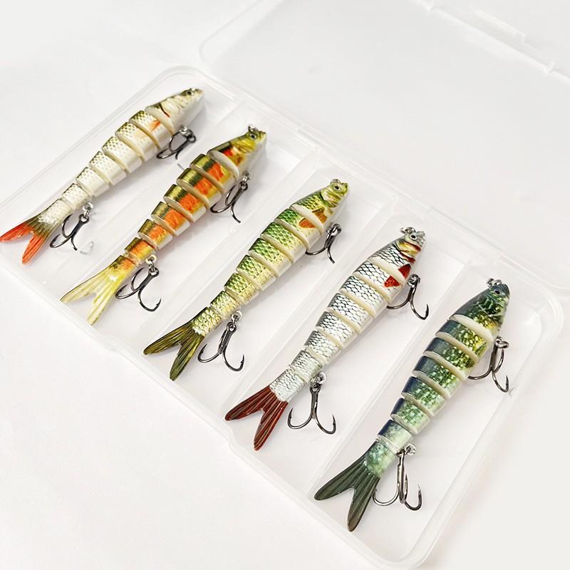 5-Piece Jointed Bionic Minnow Lure Set Sinkable Fishing Bait Freshwater Saltwater Pike Bass