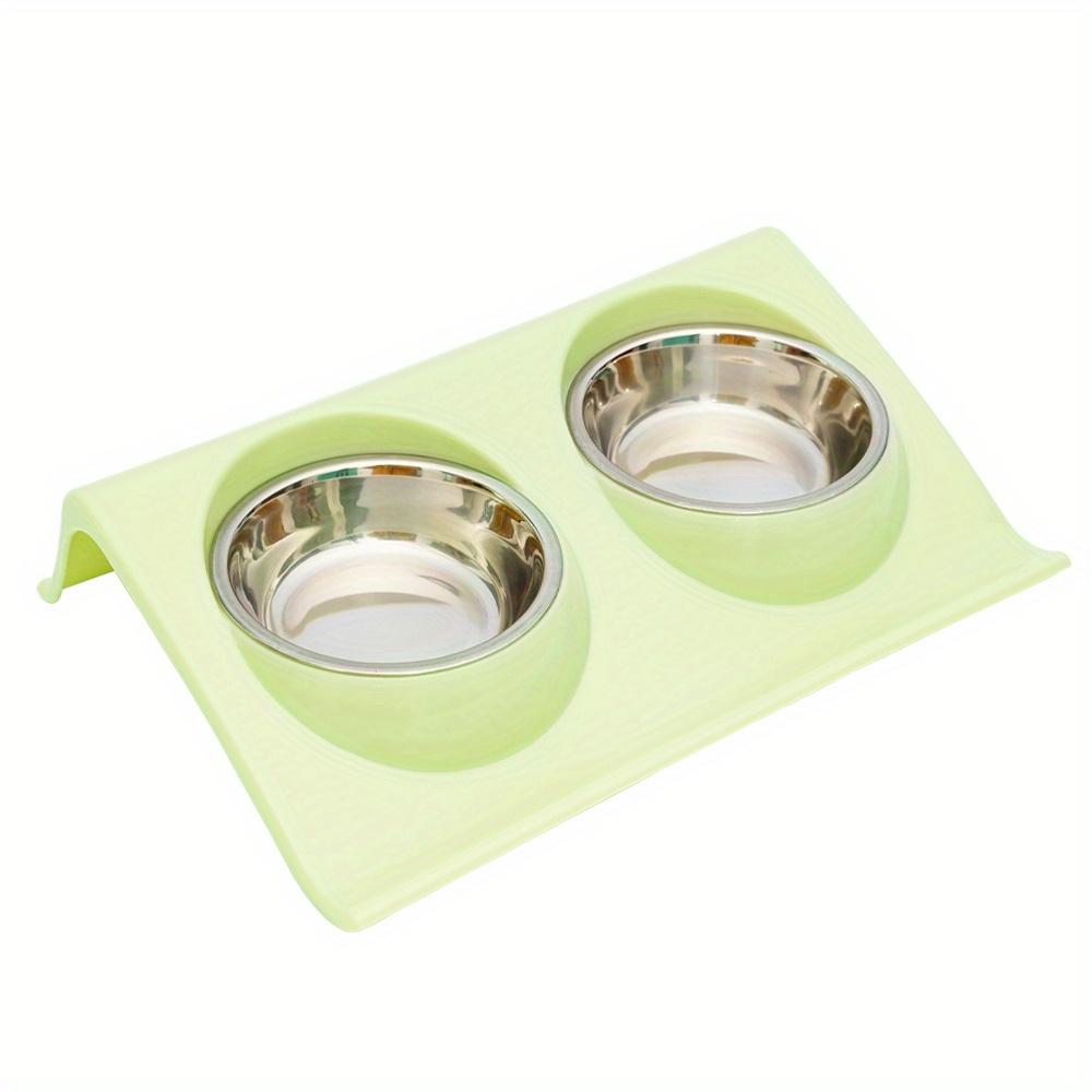 1 шт., двойная миска из нержавеющей стали для собак и кошек - нескользящая основа, миска для кошек, комбинированная миска для воды и еды, миска для корма для собак и кошек