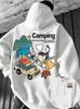 Camping Cartoon Outdoor Hoodie Unisex Men Women Tent Car Nature Graphic Back Print Casual Hiking Streetwear Pullover Sweatshirt