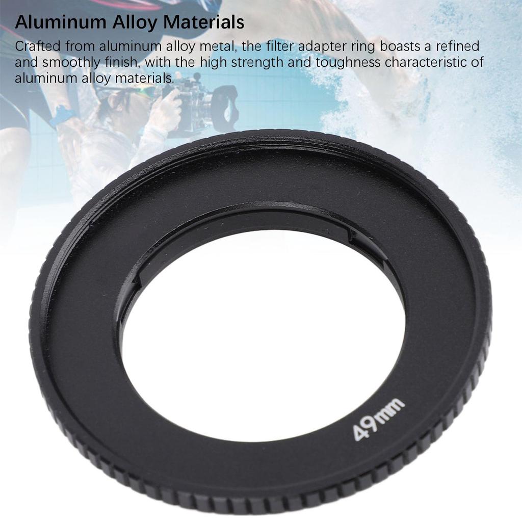 Action4 49MM Адаптер для объектива Алюминиевый сплав Адаптер для фильтра камеры Резина Высокий ЧПУ Совместим с 49MM Круглое фильтрующее кольцо, Кольцо, Нескользящая накладка, Прочность,