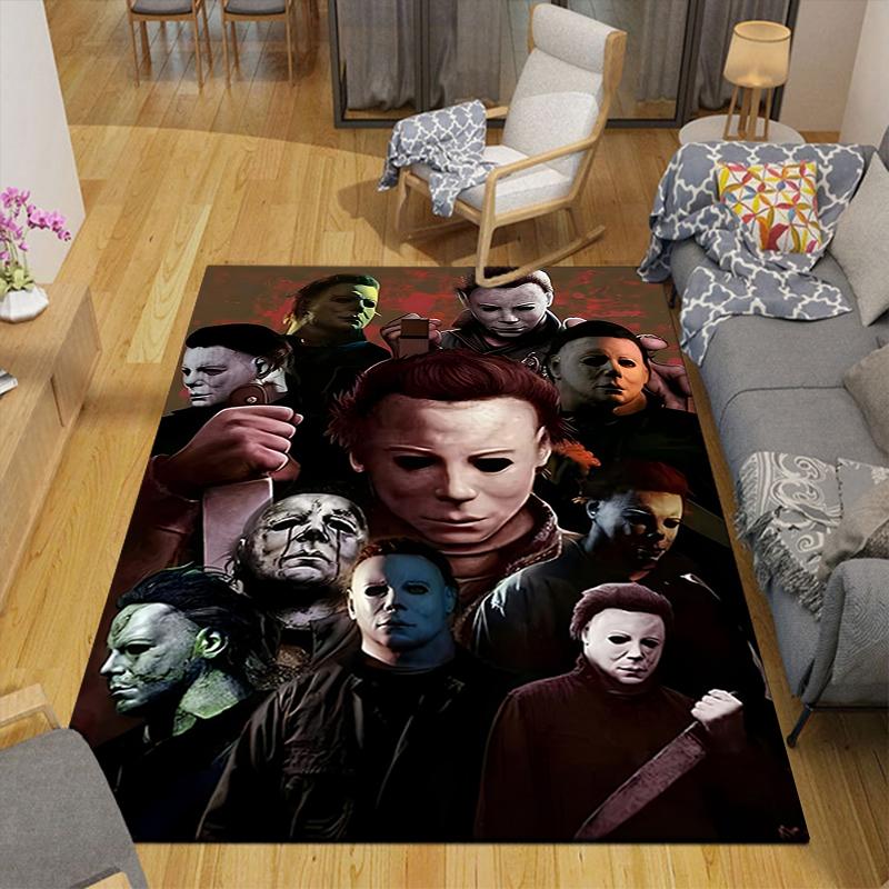 1Pc Halloween Horror Icons Rug, Office Carpet Indoor Outdoor Doormat, Non-Slip, Comfortable, Living, Christmas Halloween, Xmas Gift L1293