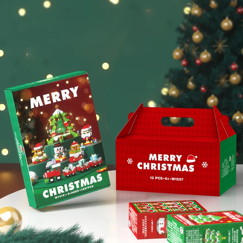 Halloween Party DIY Christmas Building Blocks Snowman Elk Santa Claus Micro Brick Model Xmas Tree Decoration Children Toy Gift