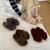 Женские пушистые тапочки на мягкой подошве осень-зима 2025 плюшевые на толстой подошве на танкетке повседневные и теплые тапочки с перемычкой туфли-однослойки тренд