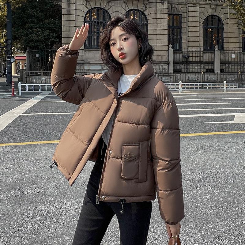 Stand-up Collar Down Cotton Clothes Women's Short Models Small Winter New Thickened Loose Bread Clothes Jacket