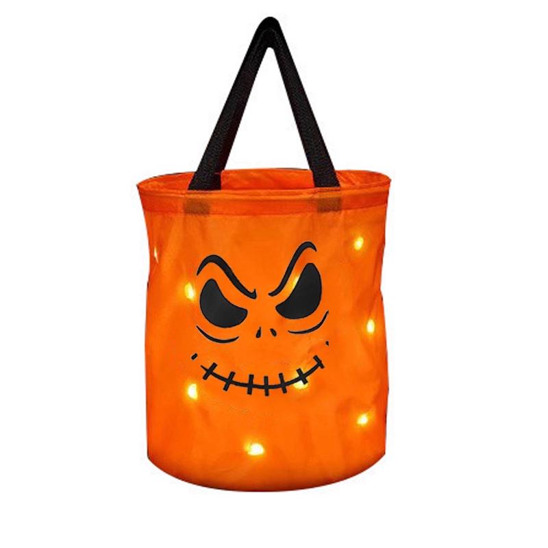 1/3/5 шт. Складная сумка для конфет-тыквы, для Хэллоуина (Trick or Treat) без конфет, со светодиодной подсветкой, Декор на Хэллоуин, Подарочная корзина для вечеринки на День благодарения