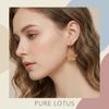 Ethnic Lotus Flower Earrings for Women Minimalist Hollow Pink Rhinestones Flower Hoop Earrings Elegant Party Jewelry Gift