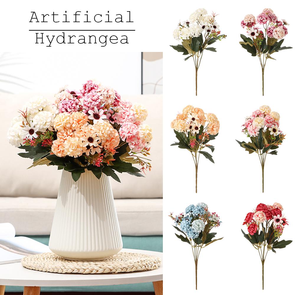 Украшение дома, товары для вечеринок, цветочная композиция, реалистичные растения, шелковая ромашка, искусственная гортензия