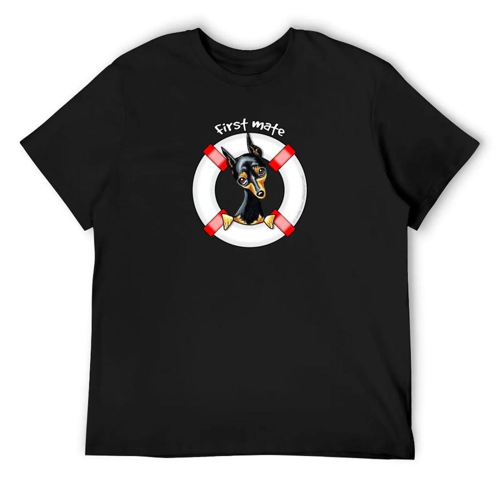 Miniature Pinscher __ First Mate T-Shirt customs design your own graphics Personalized t-shirt funny t shirts men