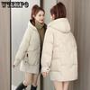 Осенне-зимние уличные куртки большого размера с хлопковой подкладкой и карманами, женские однотонные теплые пуховики на молнии