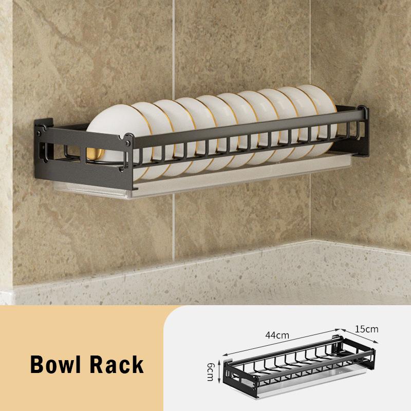 Dish Rack Punch-Free Wall-Mounted Bowl Drying Rack Kitchen Tableware Organizer Multifunctional Dish Storage Shelf Spoon Holder