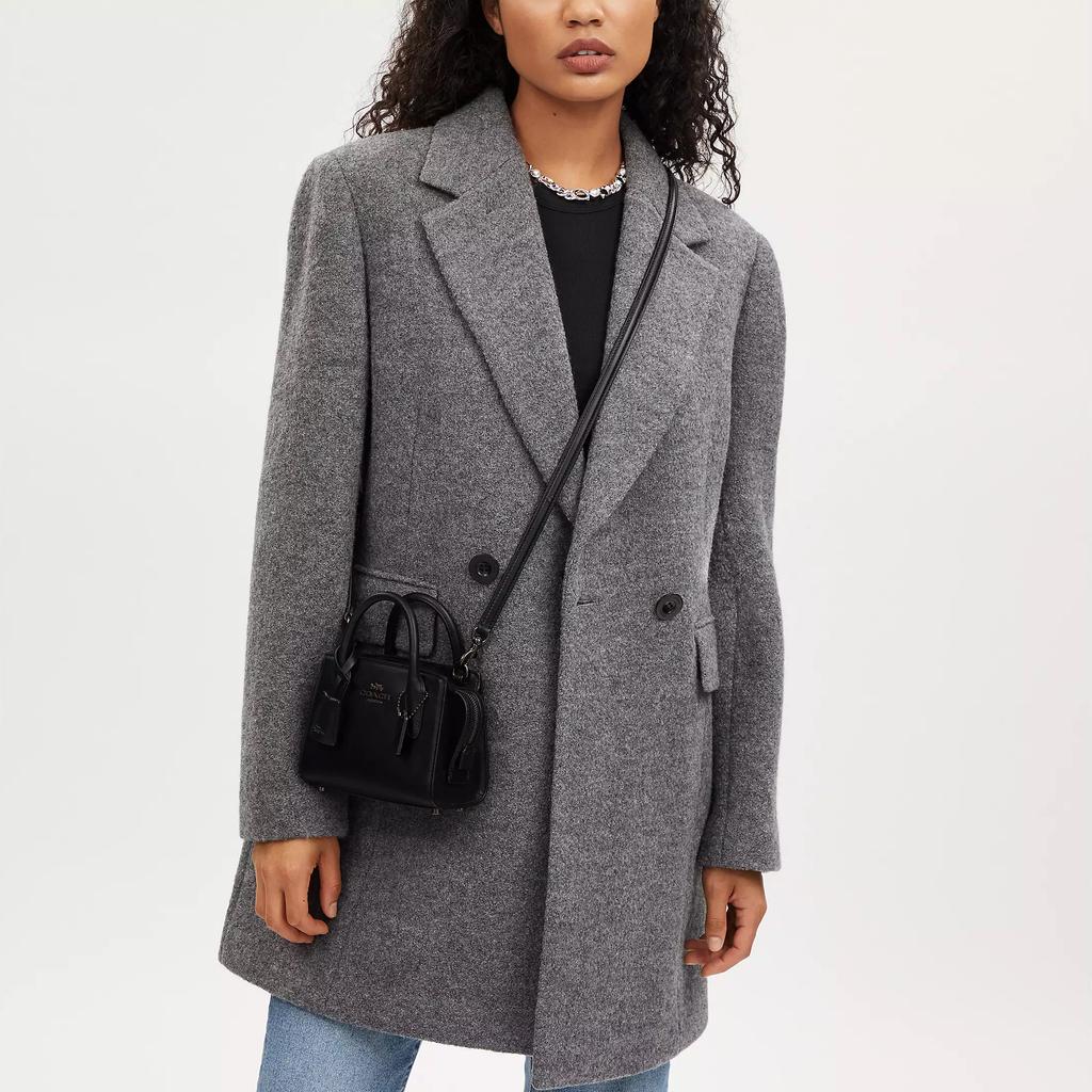 Coach Андреа 15 Текстурированный Логотип Однотонный Застежка-молния Мини Сумка-тоут Женская сумка-тоут Черный CO974-JIBLK
