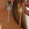 Trend Halloween Popular Earrings Creative Design Scorpion Element Diamond Alloy Earrings