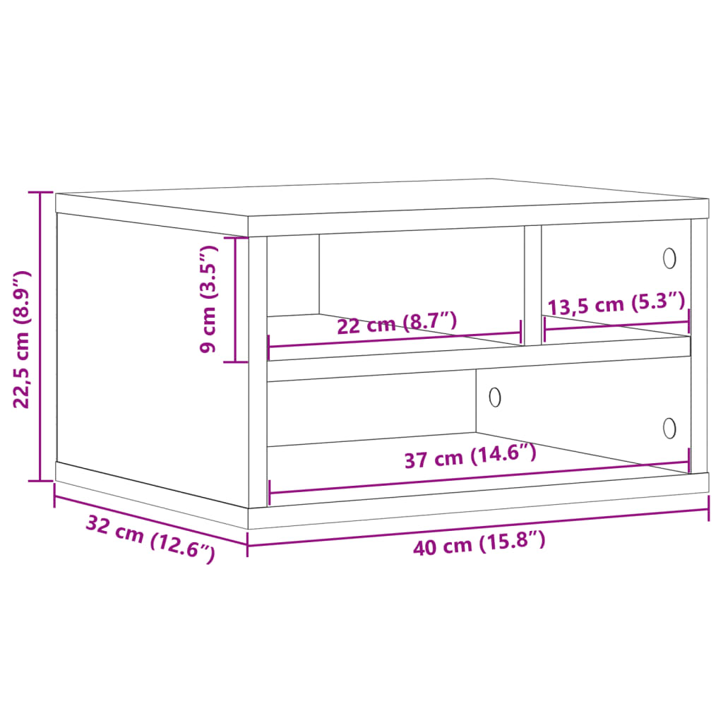 Printer Stand White 40 x 32 x 22.5 cm Particleboard