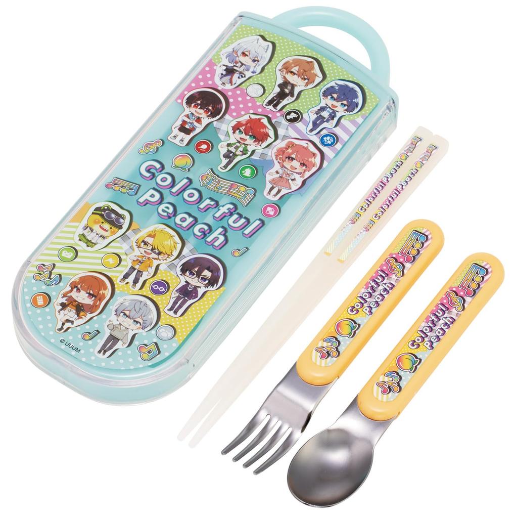 Skater Bento Chopsticks Trio Set Colorful Size for Boys and Children's (Chopsticks, Spoon, Fork), 16.5cm, Peach, 26, Girls, TACC2-A