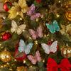 Artificial Christmas Tree Decorations Glitter Simulation Butterfly  Xmas Tree Decor