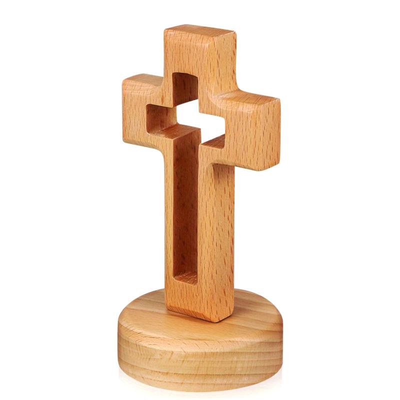 Cross Wood Crucifix Standing Jesus Wall Wooden Religious Christian Table Decoration Gifts Holy Church Religious Ornament Statue