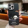 Чехол для телефона из однотонной кожи с текстурой милого мультяшного рисунка в виде панды для iPhone 16 Pro 15 14 Plus 13 12 Pro Max 11, ударопрочный, мягкий, из ТПУ, тонкий чехол