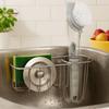 Stainless Steel Sink Hanging Basket Smooth Edges Rustproof Sponge Storage Basket Wall Mounted Rounded Corners Sink Organizer