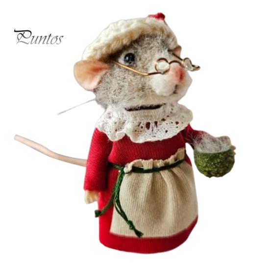 Украшение войлочная мышь, сделанное вручную, милые фигурки мышей из фетра, пушистая кукла-мышь в свитере для рождественского декора стола