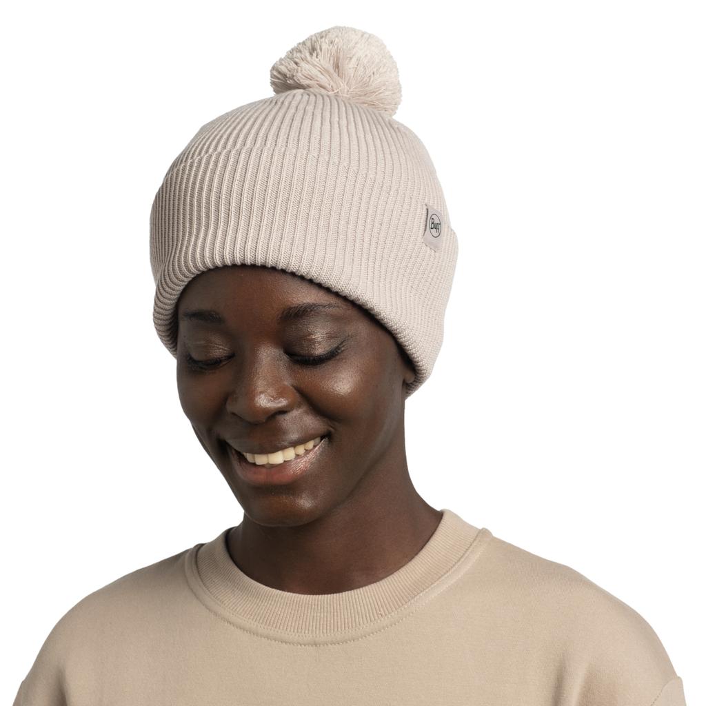 Buff Knitted Renvi Beanie, Unisex grey Cap