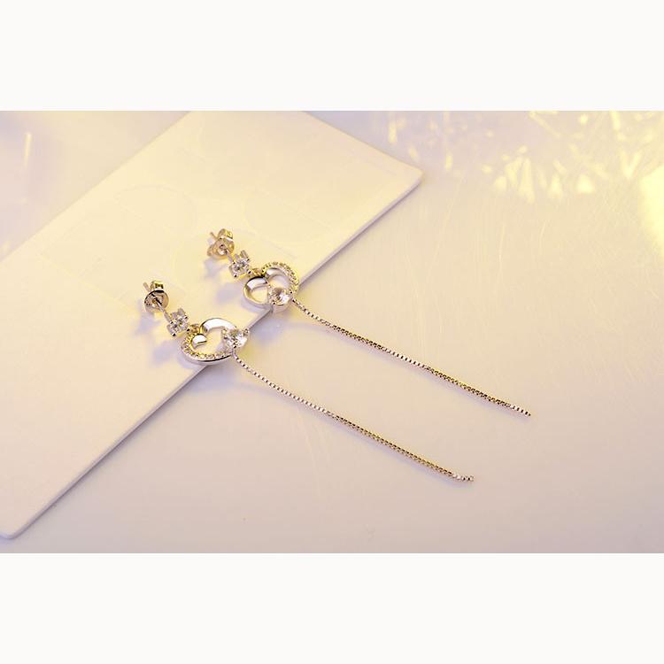 Модный темперамент, элегантные длинные серьги-кисточки, женские серьги в форме сердца из циркония, подарок на День святого Валентина девушке, серьги-украшения для ушей