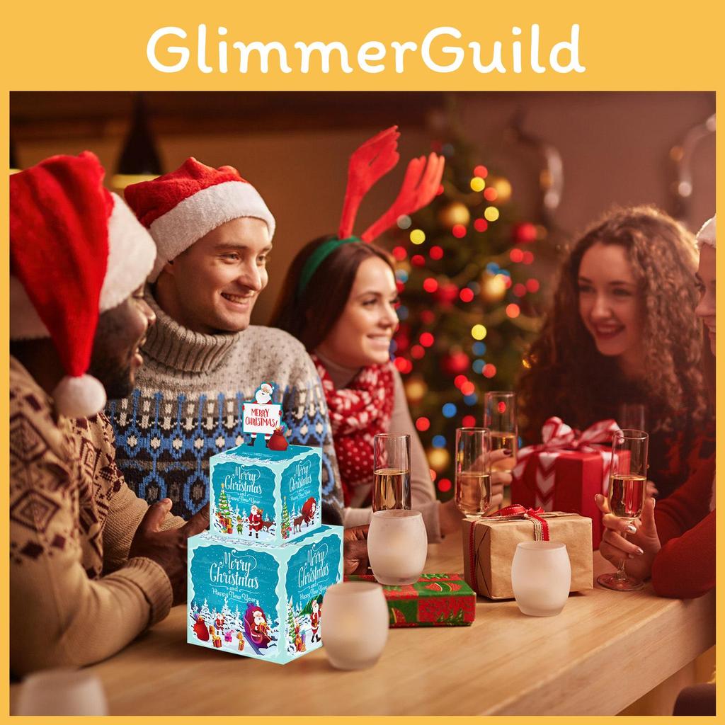 Holiday Party Christmas Decor Cardboard Double Layer Santa Gift Box Money Box