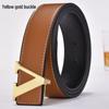 Men's Korean Style Genuine Leather Belt with Smooth V Buckle
