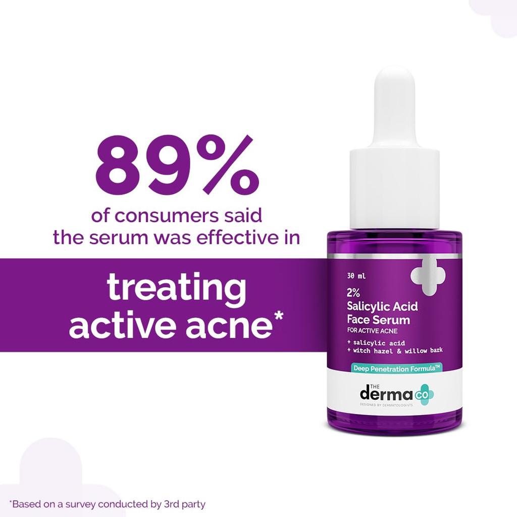 The Derma Co 2% Salicylic Acid Face Serum 30 ml Pack for Acne Control, Pore Tightening & Exfoliation