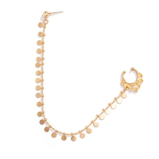 Ethnic Style Star Chain Faux Nose Pearl Tassel Leaf Jewelry Piercing Stud Earrings Nose Ring