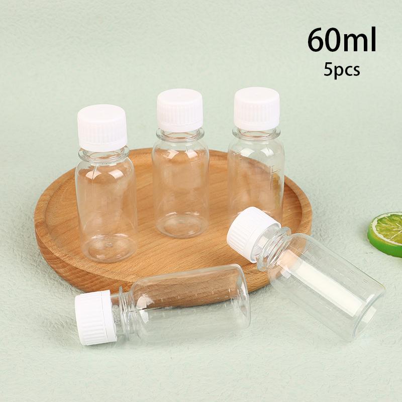 5Pcs 60Ml Small Plastic Bottles Ginger Shot Bottles With Caps Mini Juice Bottles Reusable Liquid Bottle Container Leak Proof