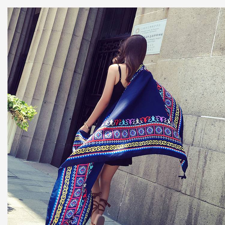 Thickened Women'S Travel Photography Shawl, Women'S Ethnic Style Scarf, Dual-Use Air-Conditioned Room Cloak