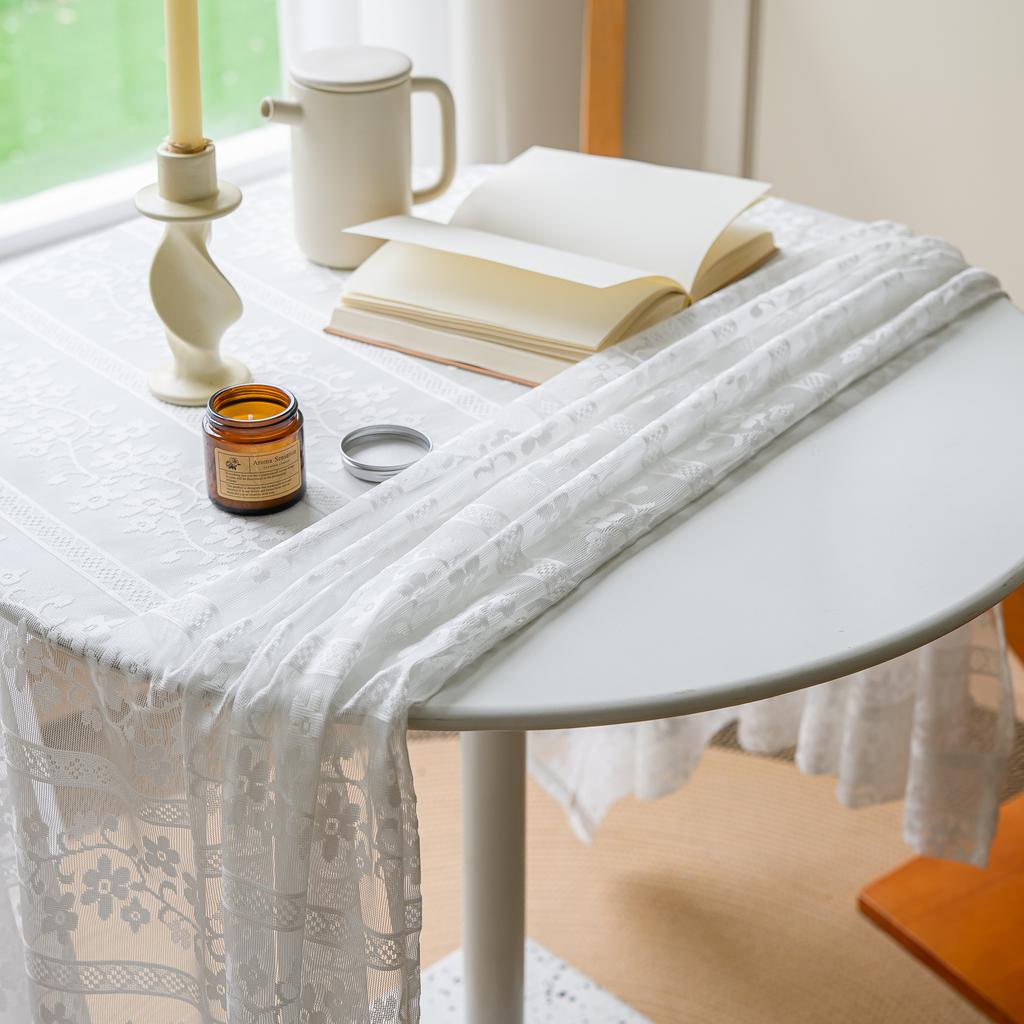 Pure White Lace Dining Table Cloth Type North Pastoral Coffee Table Mat Photo Background Decorative Cover Cloth