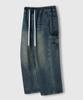 LEMAIN SECOND Vintage Catwashed Wide Carpenter Denim Elastic Waist Pants [Sand Blue]