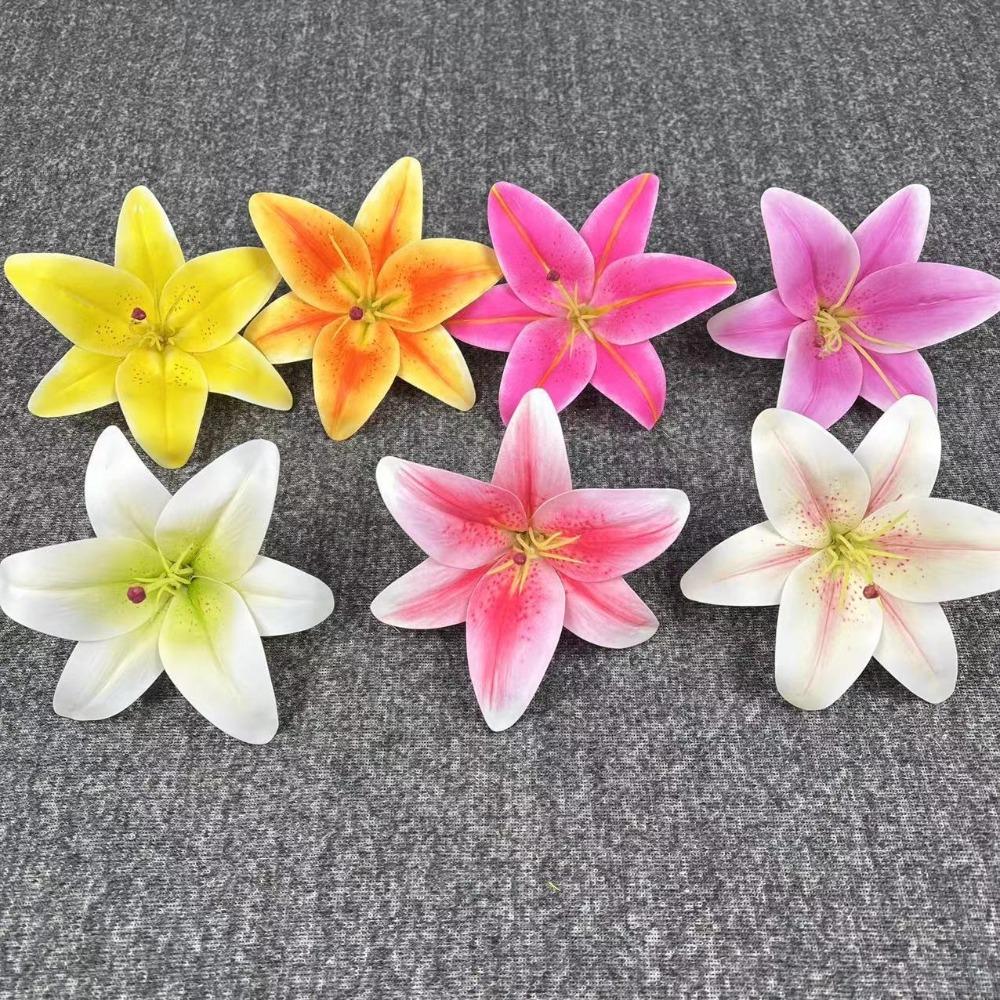 Real Touch 65cm Artificial Lily Flower Silk 3 Heads Fake Lily Bouquet DIY Wedding Bridal Bouquet Living Room Decor