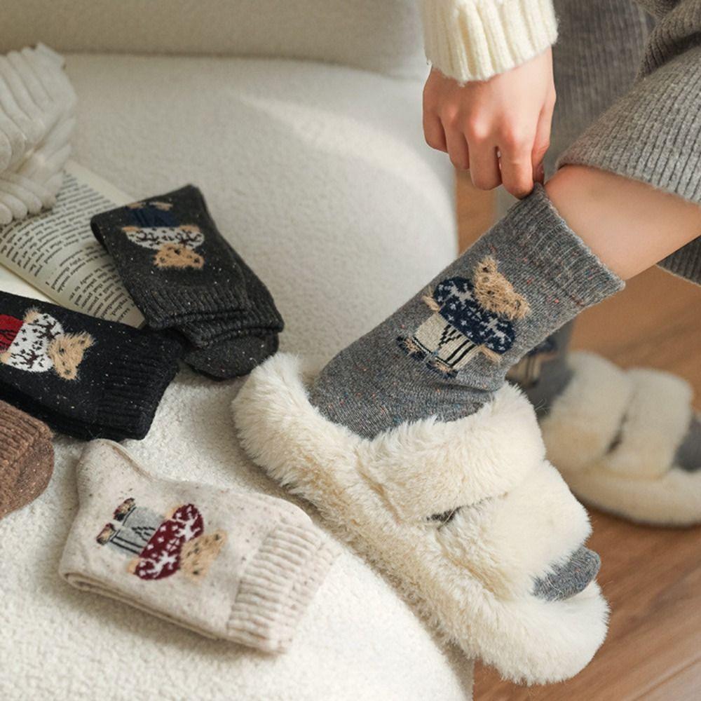 Cartoon Women's Socks Bear Wool Socks Soft Cotton Socks Gifts