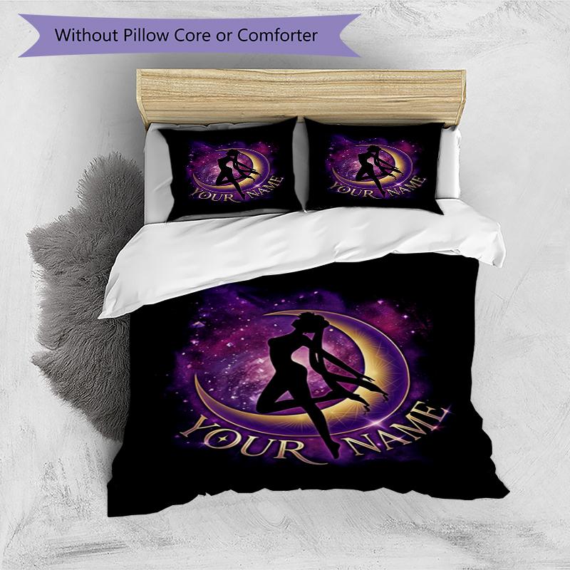 3pcs Custom Name Galactic Dancer Printed Bedding Set Duvet Cover Closure Includes 1 Duvet Cover & 2 Pillowcases, Soft and Comfortable for All Seasons.