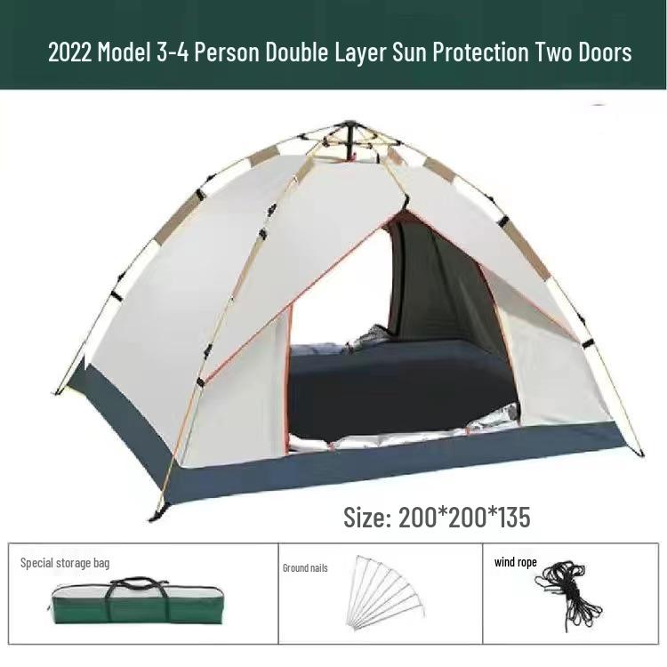 Портативная автоматическая складная палатка для кемпинга - Защита от солнца, влаги и комаров для 2-4 человек
