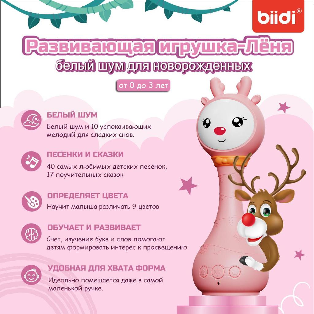 Children's Music Toy Rattle with Bunny Light, White Noise, 40 Fairy Tales, 40 Songs