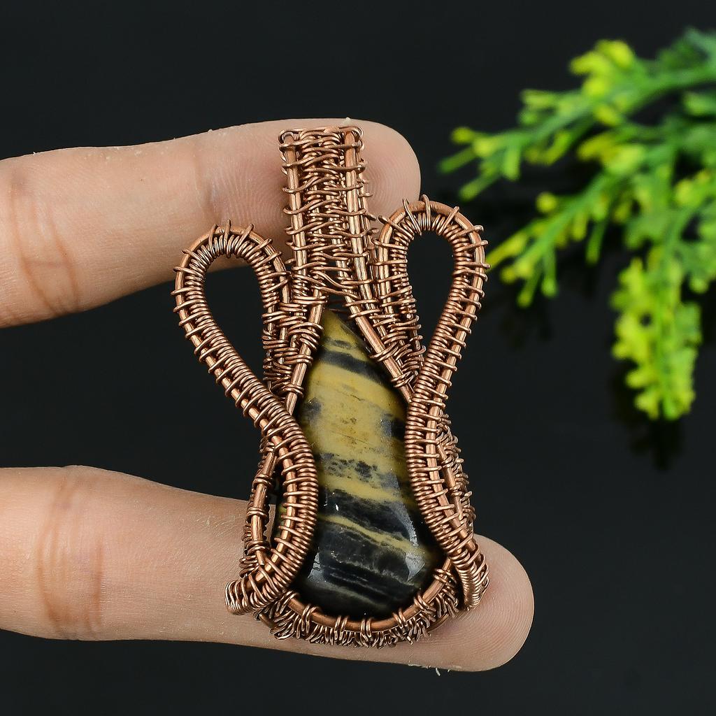 Подвеска из медной проволоки ручной работы с натуральным драгоценным камнем Сонора Санрайз 2,25 S9G29