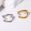 Fashion 925 Silver Punk Curved Opening Rings Men Women Simple Design Gold Silver Color Geometric Finger Ring