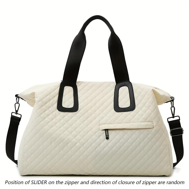 Женская стеганая дорожная сумка-даффл большой вместимости с ромбовидным узором, однотонная сумка для ночевки с несколькими карманами, женская сумка-тоут для отдыха