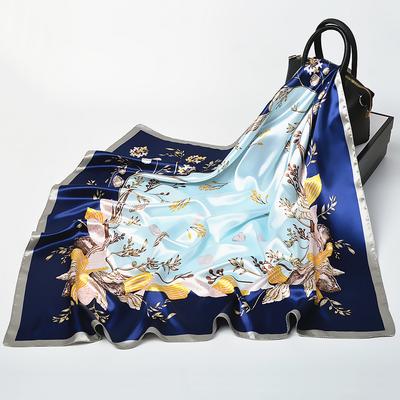 Квадратные шали и накидки, шелковые атласные шарфы-хиджабы для женщин, повязка на голову, шейные шарфы для женщин, 90*90 см