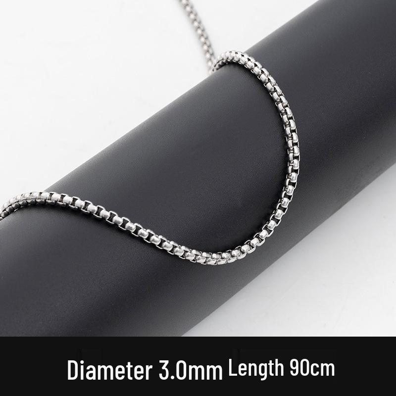 Мужское ожерелье из квадратной жемчужной цепочки из нержавеющей стали - Хип-хоп украшение из титановой стали (2/2.5/3/3.5мм)